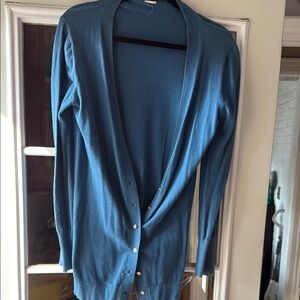 J. Crew Blue Cardigan Sweater V-Neck Long
